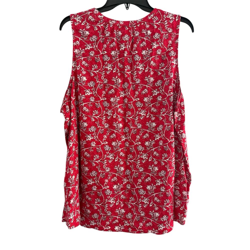 NWT Croft & Barrow Red Sketchy Floral Sleeveless Challis Blouse Women's Size XXL - Picture 3 of 6